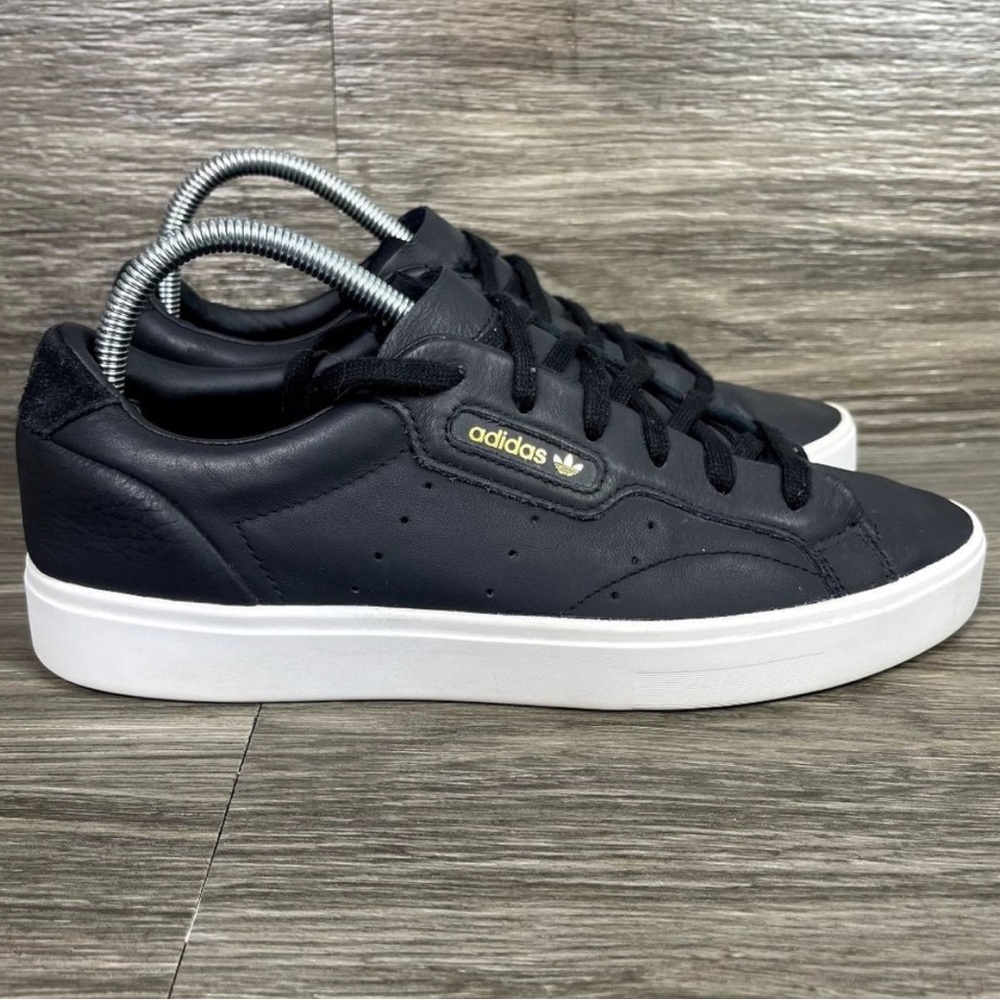 Adidas 8.5 Black Leather Sneakers Womens